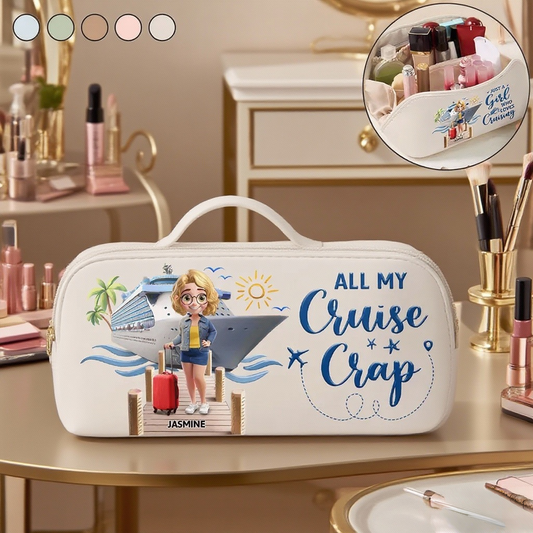 Cruise Makeup Bag with Fun Illustration Design, Travel Storage Essential, Vacation Vibes, Perfect Gift for Friends and Family