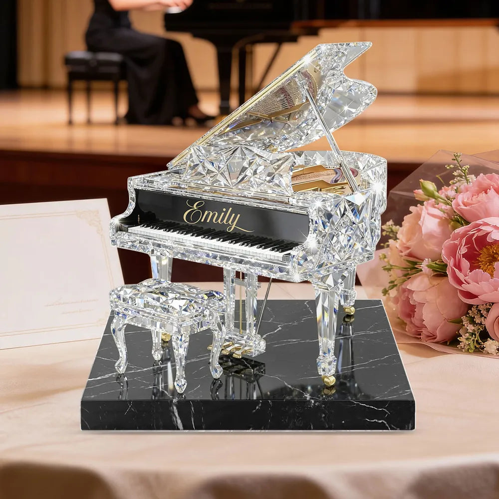 Shaped Acrylic Block Plaque with Sparkling Grand Piano Design, Personalized Keepsake for a Music Lover, Creative Gift
