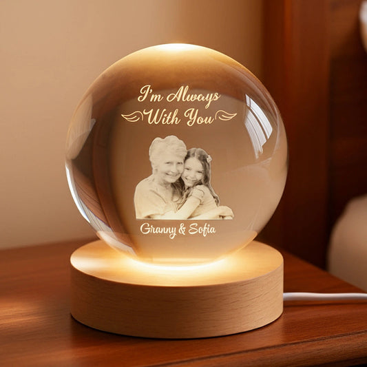 Personalized Globe Lamp with Photo – I'm Always With You Tribute Light, Unique Memorial Gift for Grandma & Grandkids