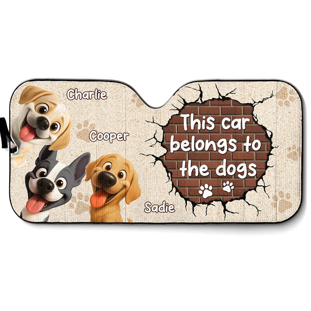 This Car Belongs to the Dogs Car Windshield Sunshade – Funny Personalized Pet Gift for Dog Lovers