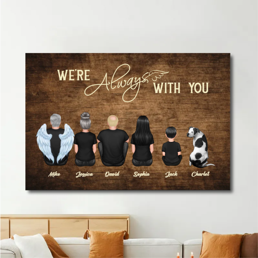 Personalized We're Always With You Wooden Plaque, Keychain, Poster or Canvas, Car Hanger and Wallet Card - Unique Memorial Gift for Loved Ones
