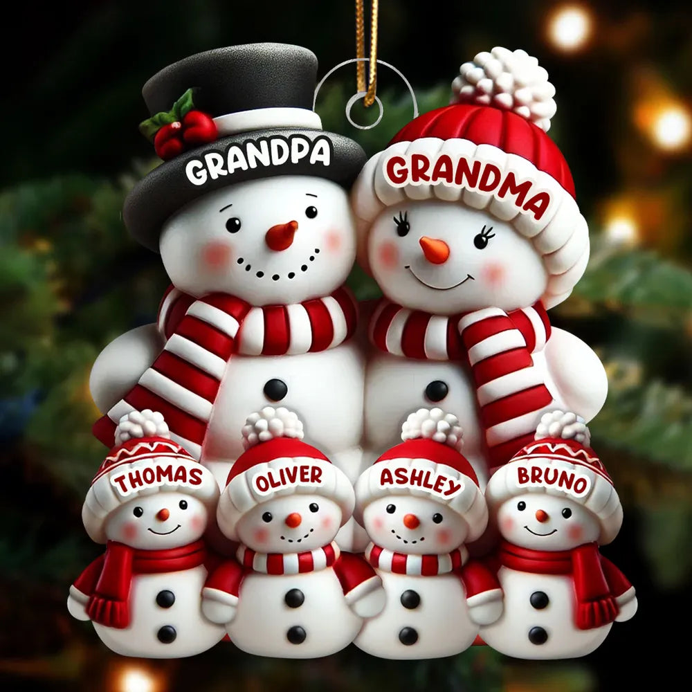 Snowman Family Acrylic Ornament – Heartwarming Keepsake, Perfect Gift for Grandparents at Christmas