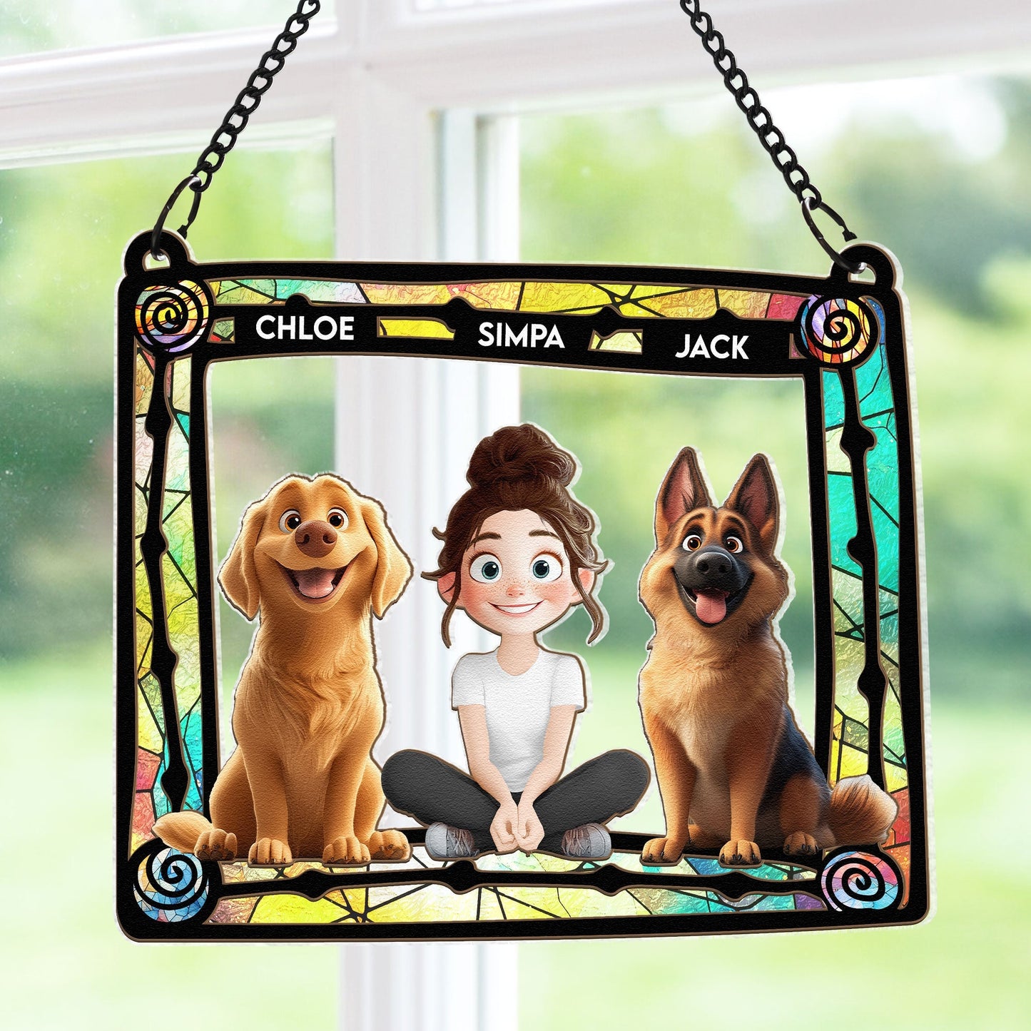 Custom Pet & Owner Wood Acrylic Ornament - Personalized Pet Lover Gift