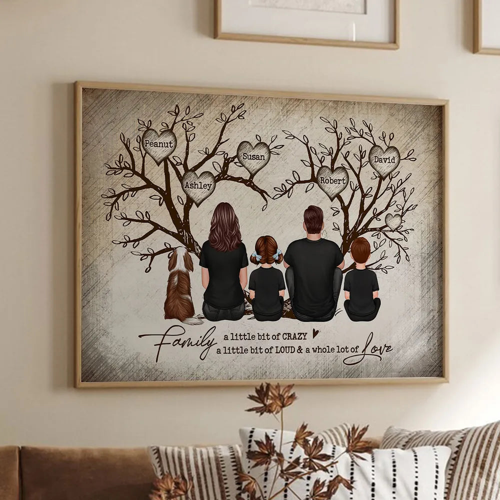 Personalized Family Heart Tree Poster or Canvas Wall Art with Names, Custom Home Decoration, Housewarming Wedding Gift