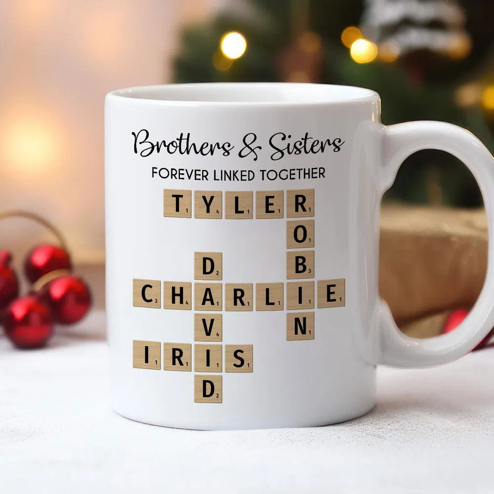 “Brothers & Sisters Crossword Playing Cards – Forever Linked Together, Custom Plastic Deck for Sibling Gifts”
