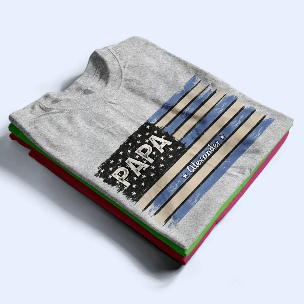 Men's USA Flag T-Shirt with Kids' Names - Personalized Gift