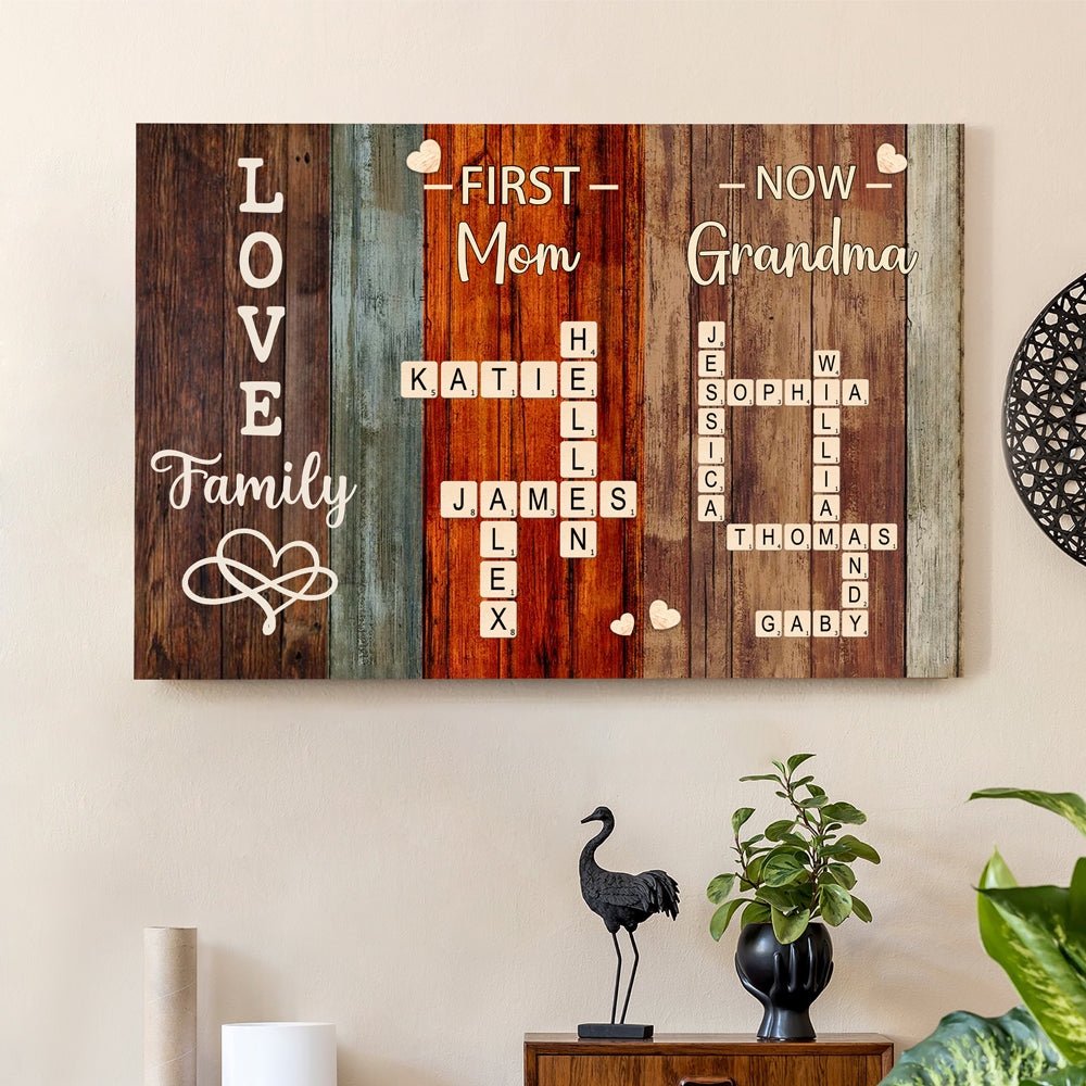 'First Mom, Now Grandma' Family Relationship Custom Canvas – A Perfect Expression of Love and Bond - Personalized Gift for Mother or Daughter