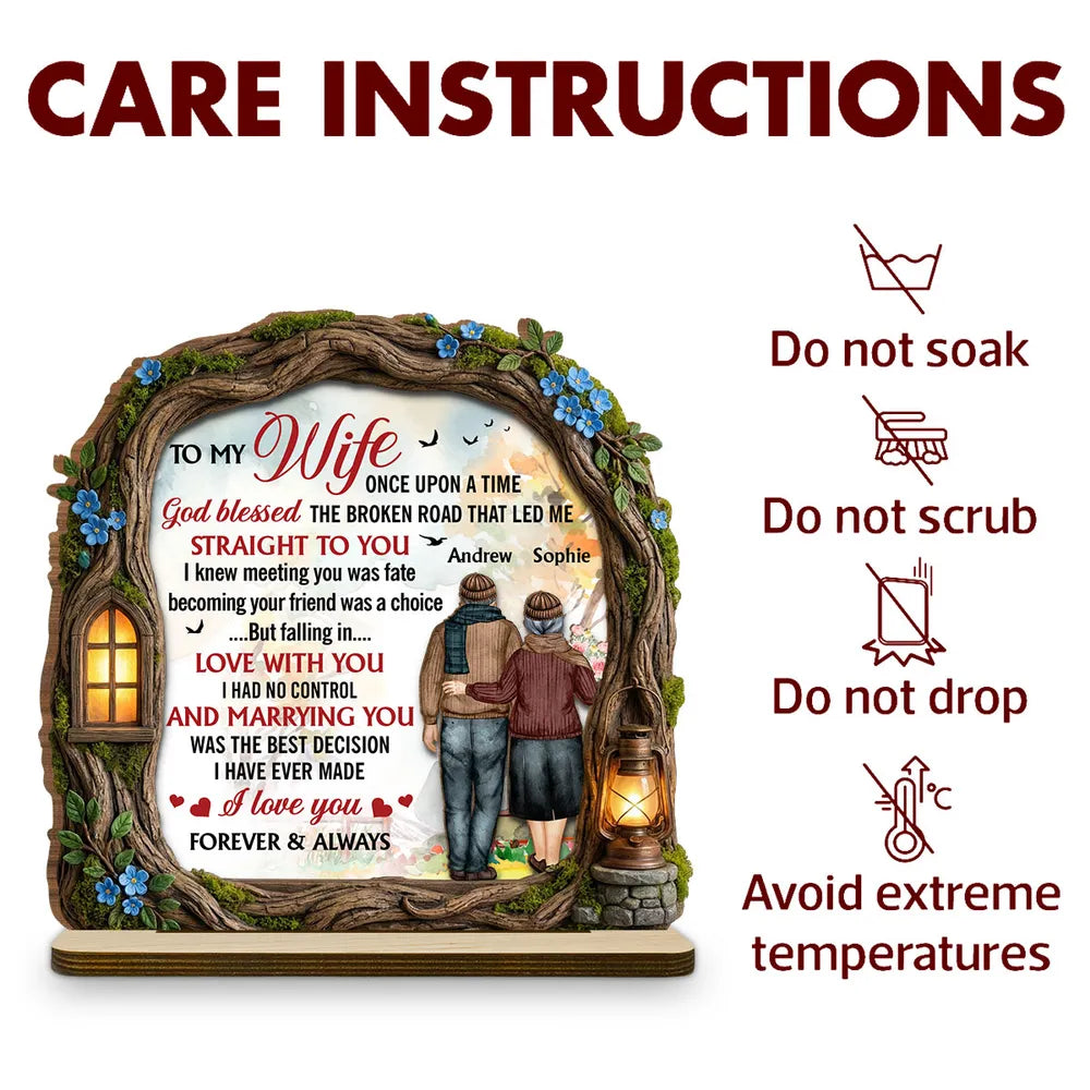 To My Wife Personalized 2-Layer Wooden Plaque, Heartwarming Forever & Always Quote, Thoughtful Unique Gift for Her