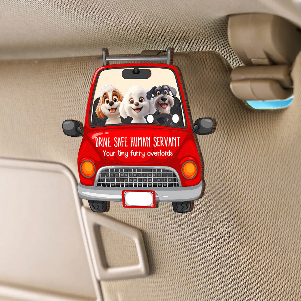 Personalized Dog Car Visor Clip - 'Drive Safe' Custom Pet Illustration Gift