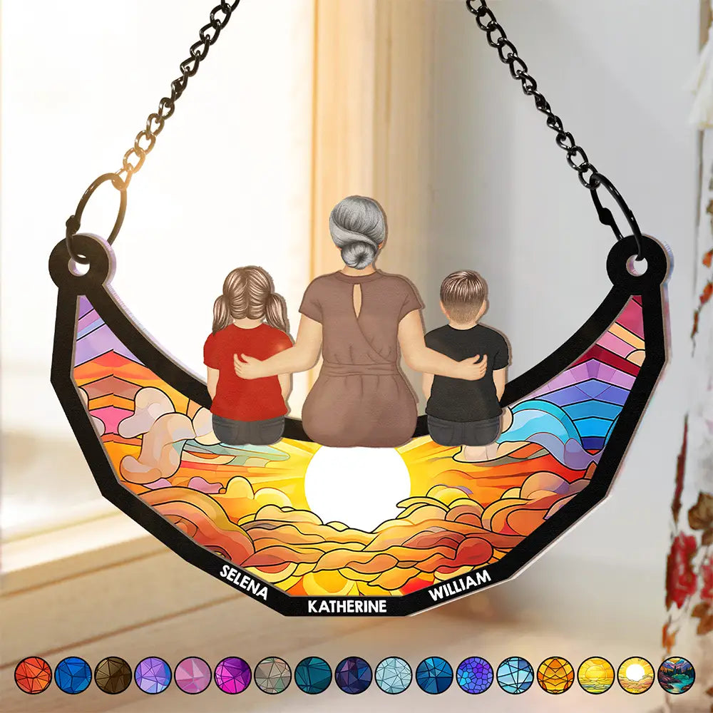 Custom Grandkids & Grandma Moon Ornament - Personalized Family Gift