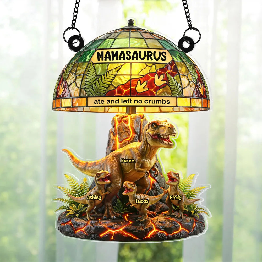 Personalized Acrylic Suncatcher Ornament Mamasaurus Ate And Left No Crumbs Window Decor - Unique Mother's Day Gift for Mom