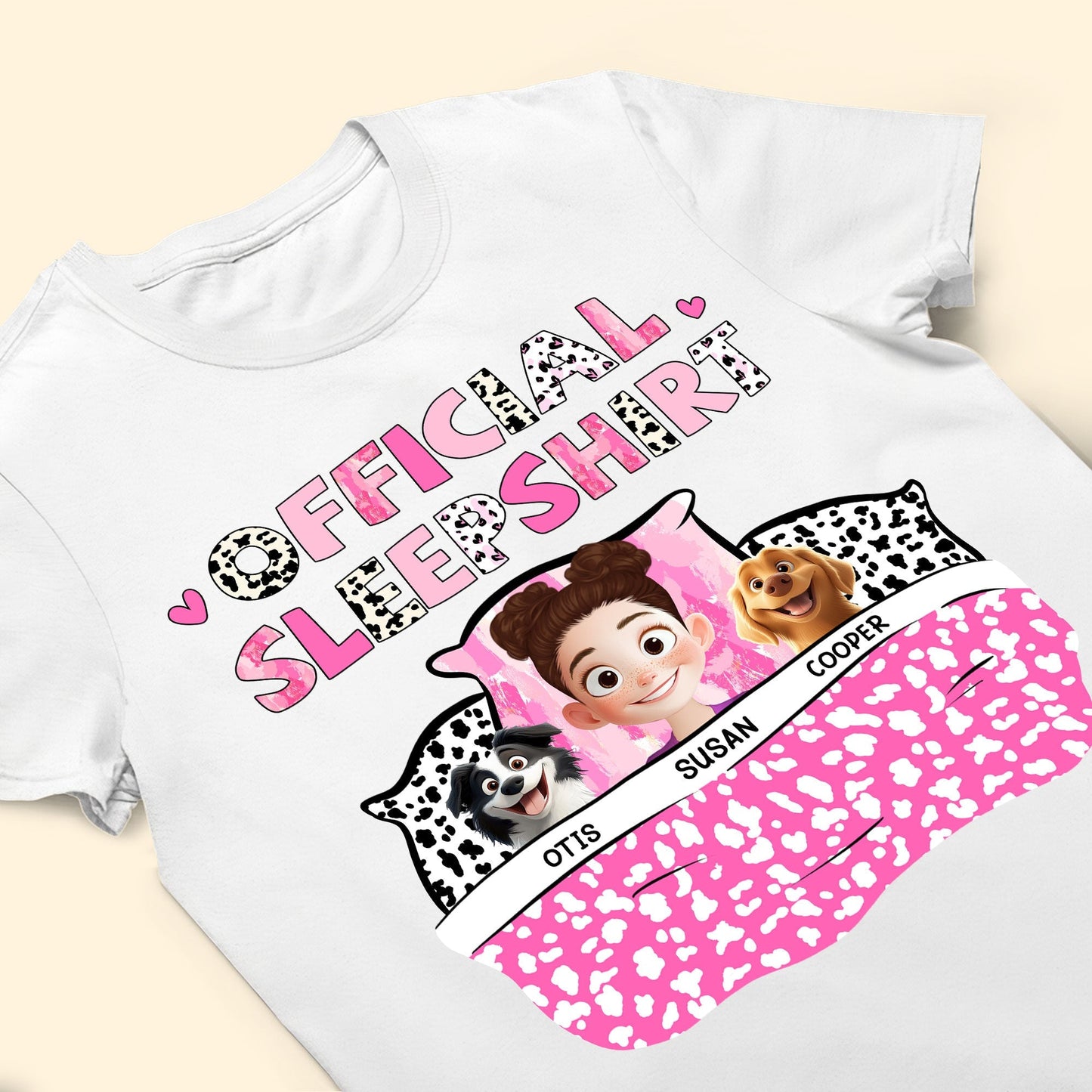 Personalized Dog Lover Sleep Shirt – Official Sleepshirt with Cute Design Featuring Pet Names, Ideal for Kids and Pet Lovers, Perfect for Birthdays or Casual Wear
