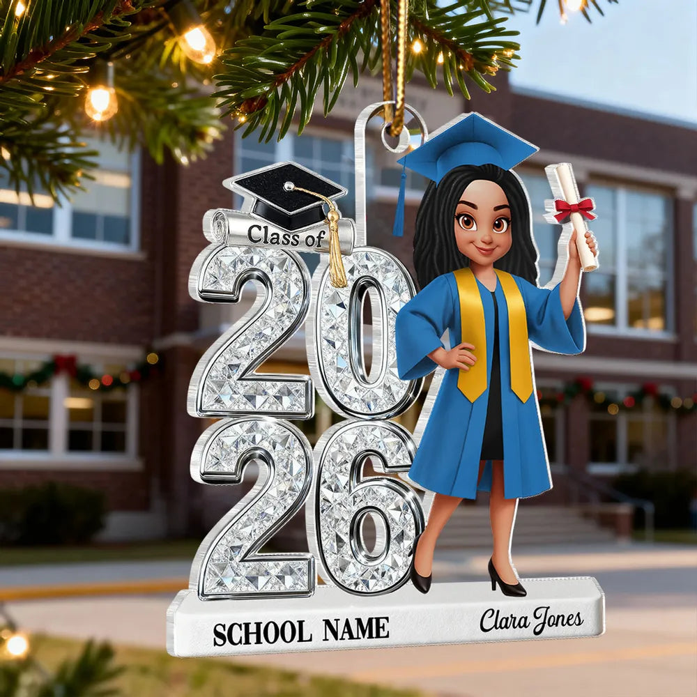 Personalized Acrylic Ornament Class Of 2025 Graduate Girl – Custom School Name Keepsake, Unique Gift For Daughter Or Son