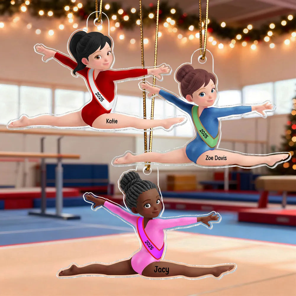 Custom Gymnastics Acrylic Ornament With Pink Leotard Look, Sweet Holiday Tree Decor, Creative Gift For Kids