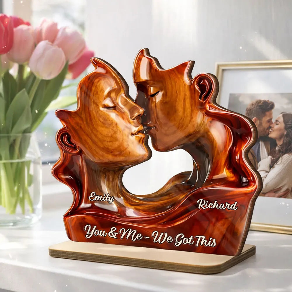 You & Me We Got This Personalized 2-Layer Wooden Plaque, Romantic Couple Keepsake for Anniversary or Valentine's Day Gift