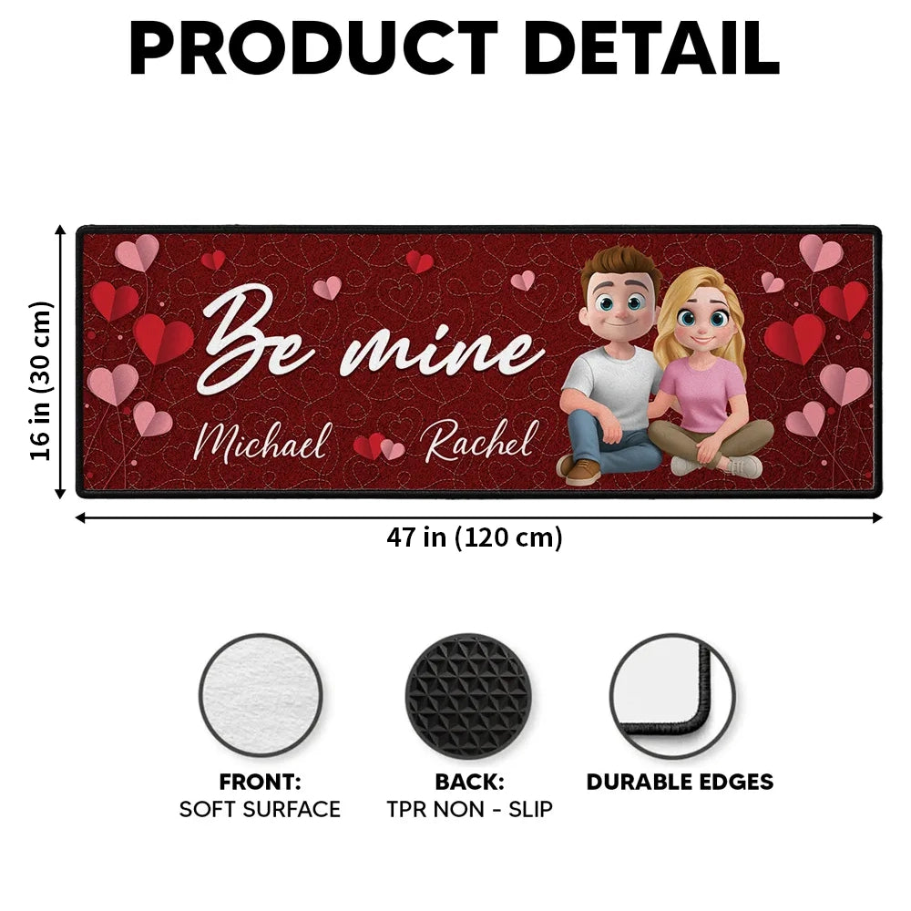 Personalized Standard Doormat Be Mine Heart Design for Couples - Unique Romantic Gift for Home Entryway