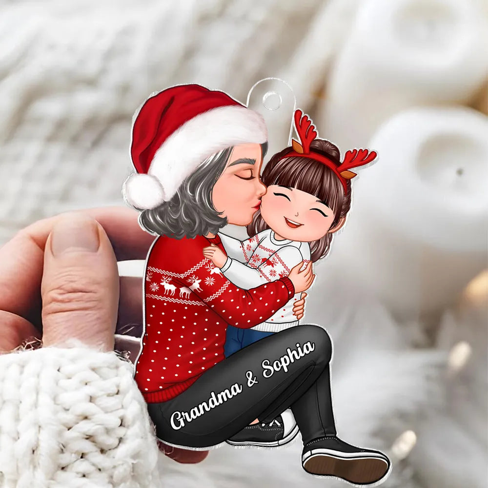 Christmas Hug Acrylic Ornament, cozy holiday spirit, a perfect gift for family