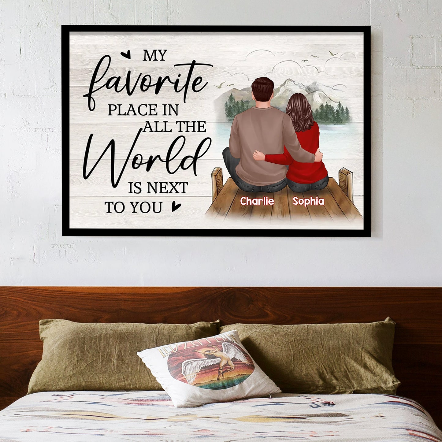 Personalized Poster/Canvas - My Favorite Place In All The World Is Next To You - Romantic Valentine's Day Gift for Couples