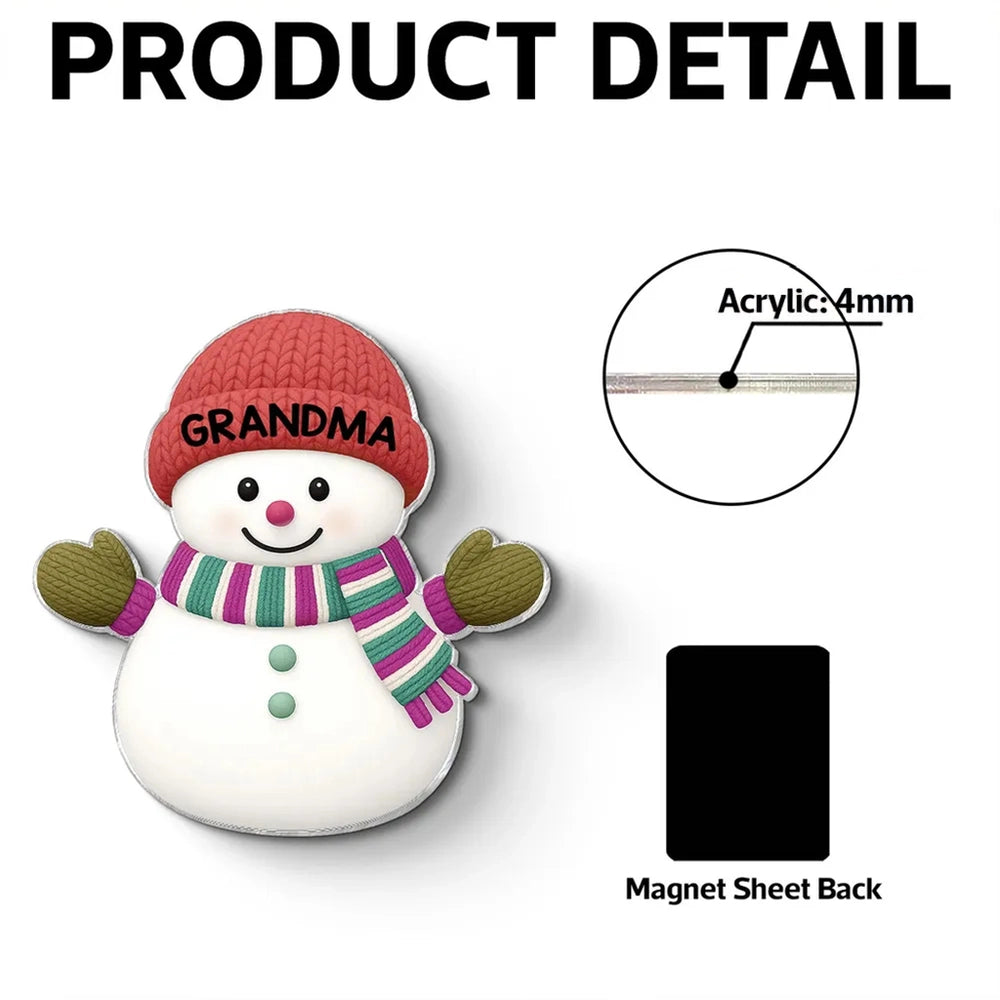 Acrylic Fridge Magnet Snowman Family Set | Festive Holiday Decoration, Perfect Gift for Grandparents and Family