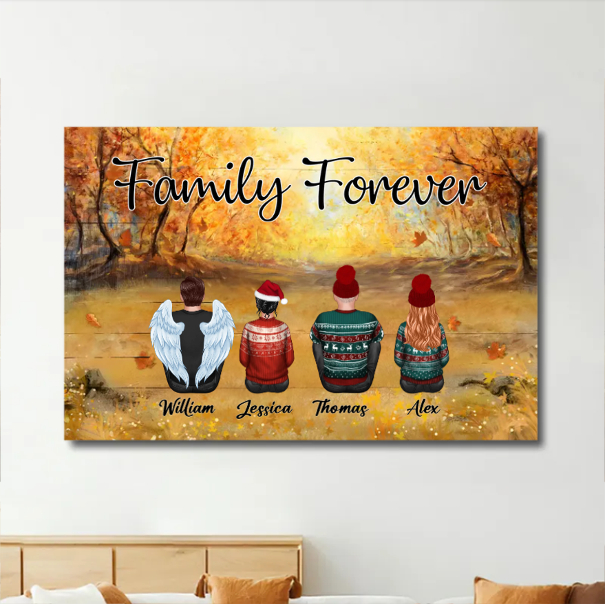 Personalized Family Forever Poster or Canvas, Keychain, Plaque, Car Hanger, Wallet Card - Perfect Gift for Siblings, Memorial Keepsake