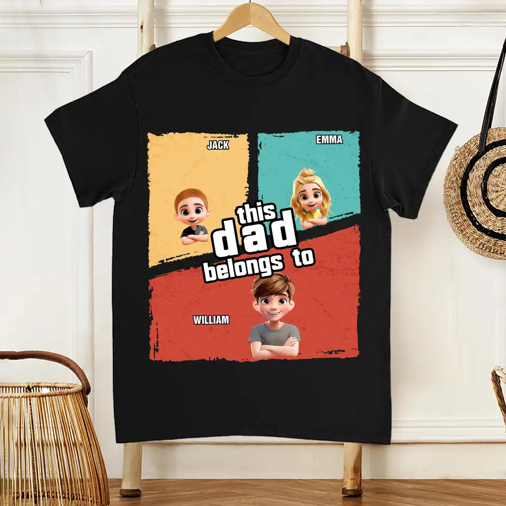 “This Papa Belongs To” Classic Tee – Personalized Cartoon Family T-Shirt for Father’s Day