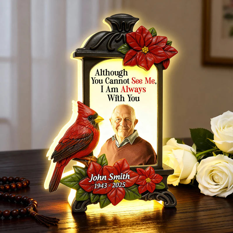 Memorial Acrylic Light Box with Photo, warm lantern glow for living room or bedside, comforting tribute, a thoughtful gift for family