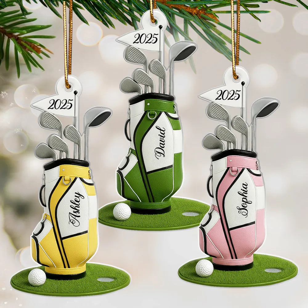 Personalized Acrylic Ornament Golf Bag Design for Christmas Tree Decor, Unique Custom Gift for Golf Lovers