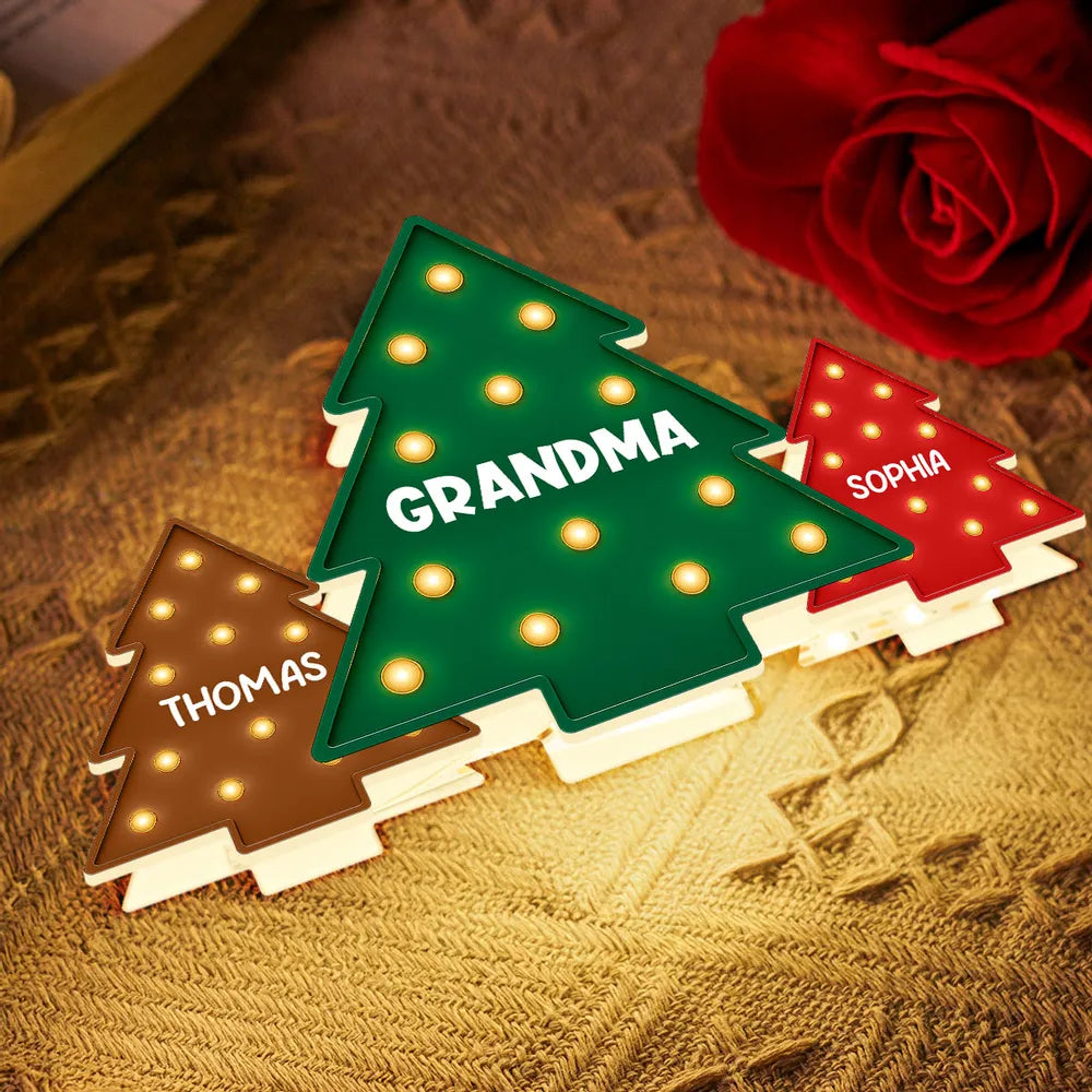Christmas Tree Acrylic Light Box – Personalized Holiday Gift for Grandma and Family