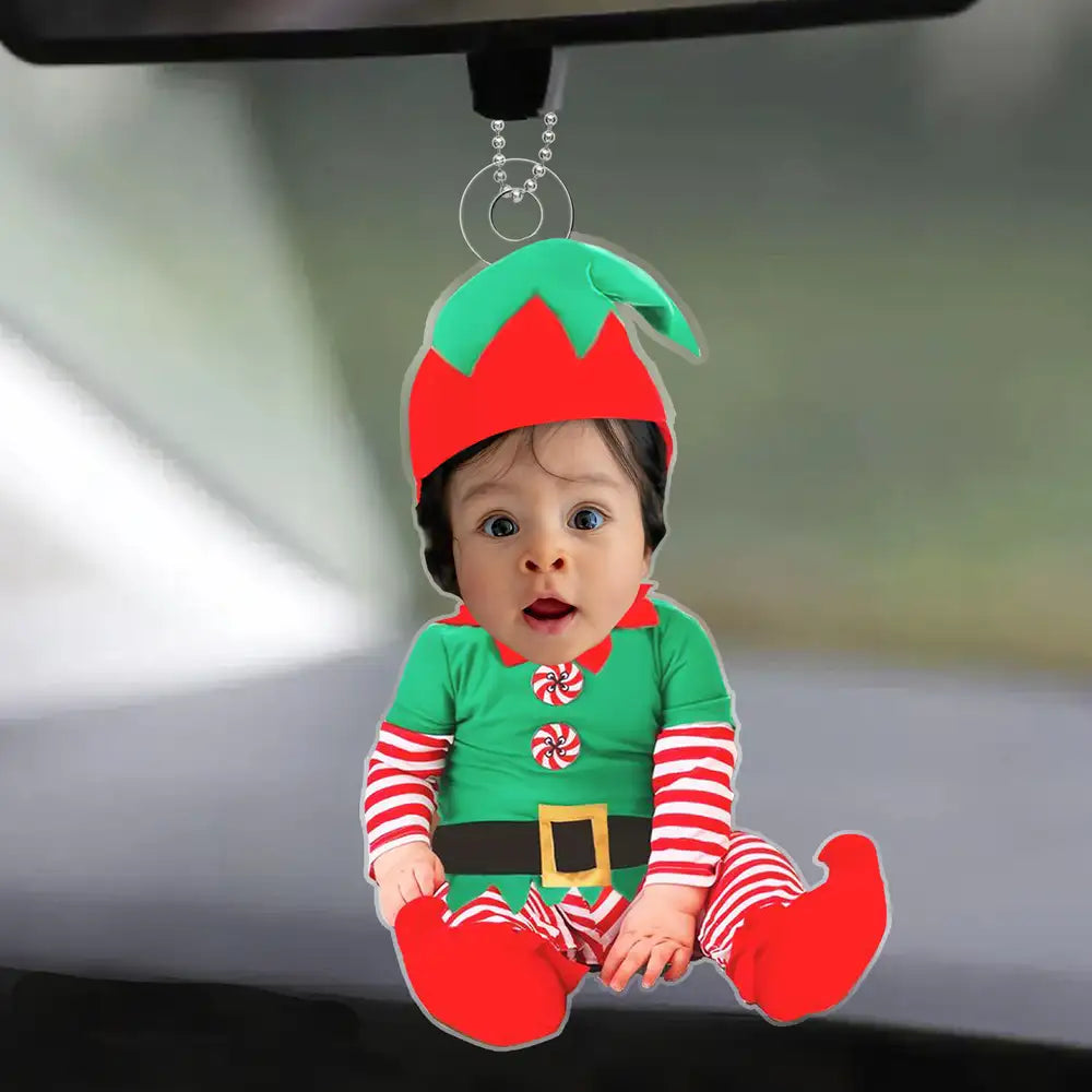 Christmas Baby Elf Acrylic Ornament - Fun Personalized Gift