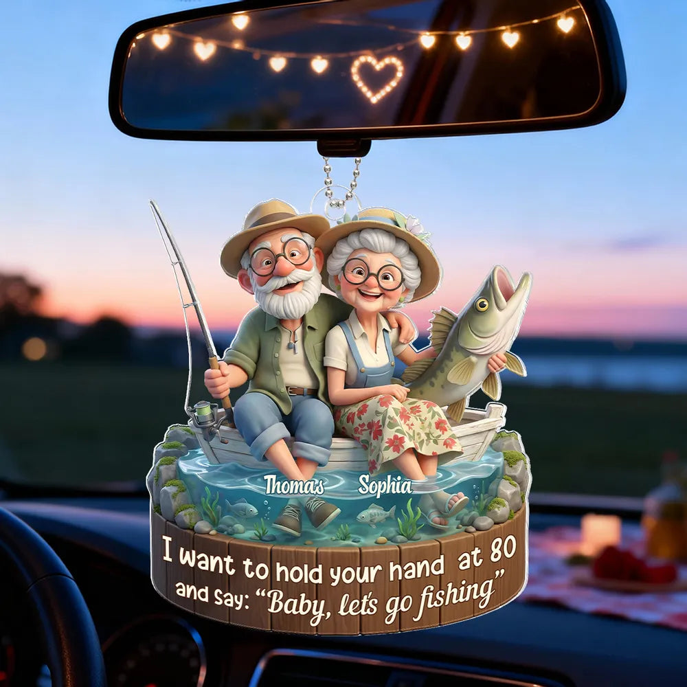 Acrylic Ornament Personalized Sweet Fishing Date Scene Heartwarming Holiday Decor Unique Creative Gift for Couples