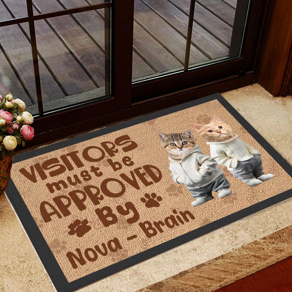Personalized Dog Doormat – Visitors Must Be Approved By These Pet, Customizable Pet Welcome Mat, Perfect Gift for Dog Lovers, Home Decor for Pet Families
