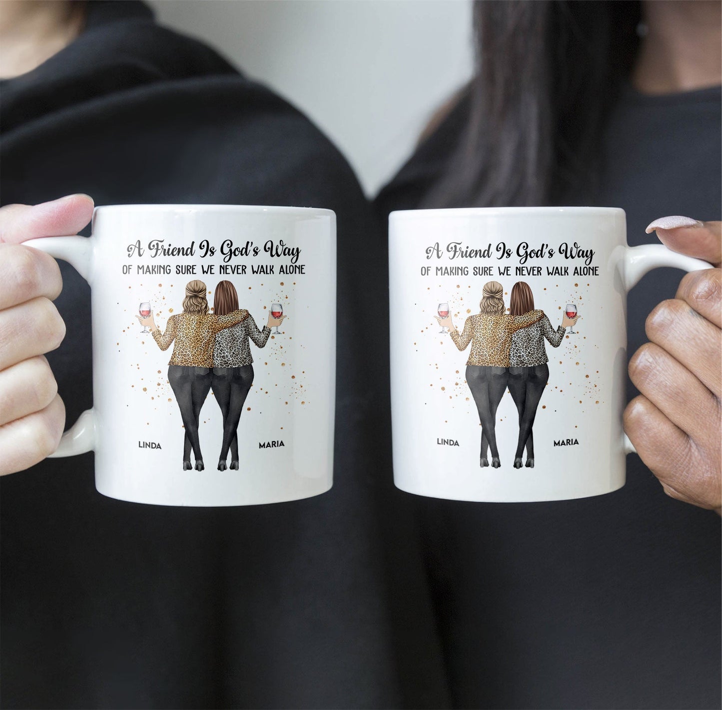 A Friend Is God's Way – Personalized White Ceramic Mug for Best Friends