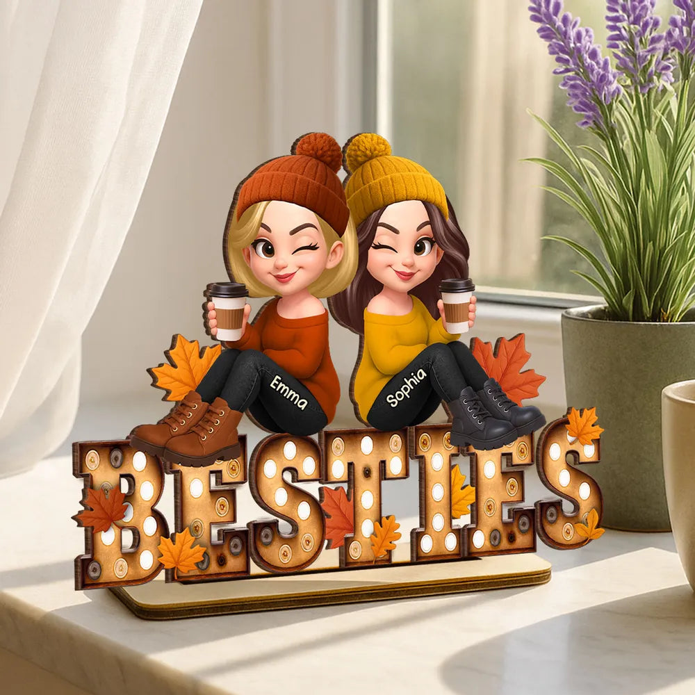 Cartoon Best Friends Acrylic Keychain, Cozy Fall Accent, Gift-Ready Keepsake for Friendship