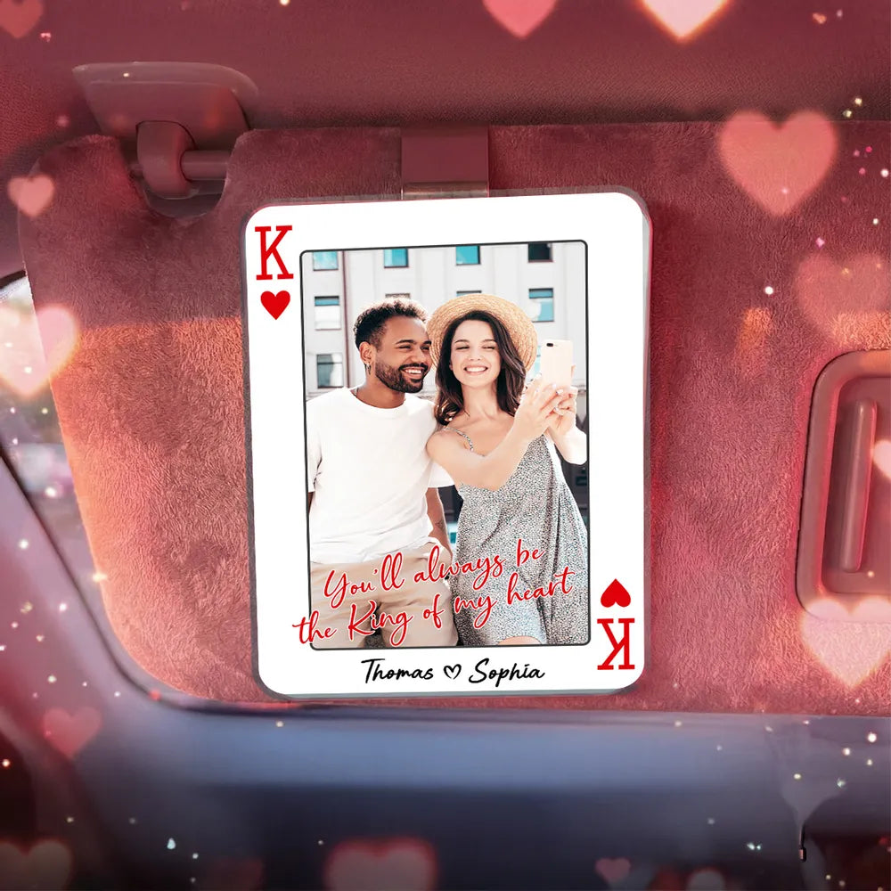 Personalized Acrylic Car Visor Clip Photo Card Couple Selfie Sweet Quote - Unique Romantic Gift for Him or Her