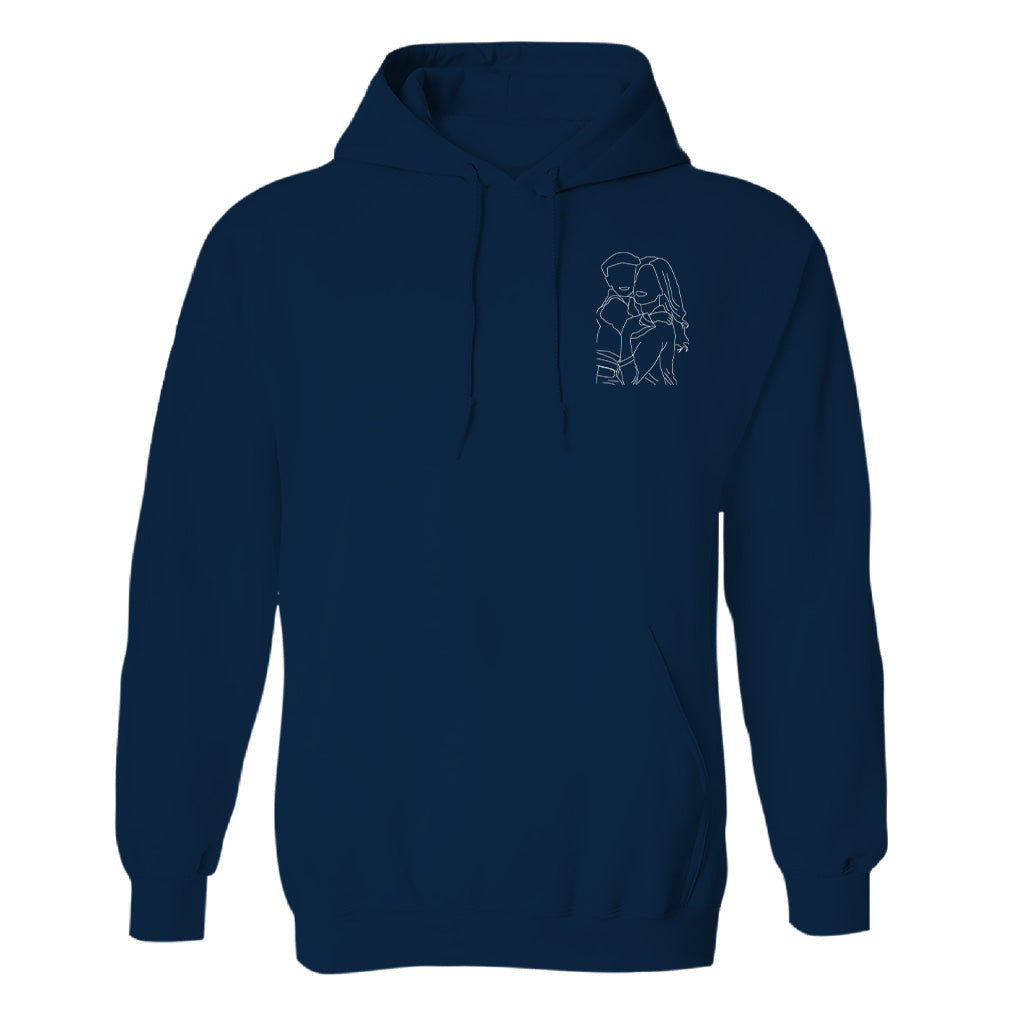 Custom Line Art - Personalized Aunt Embroidered Hoodie