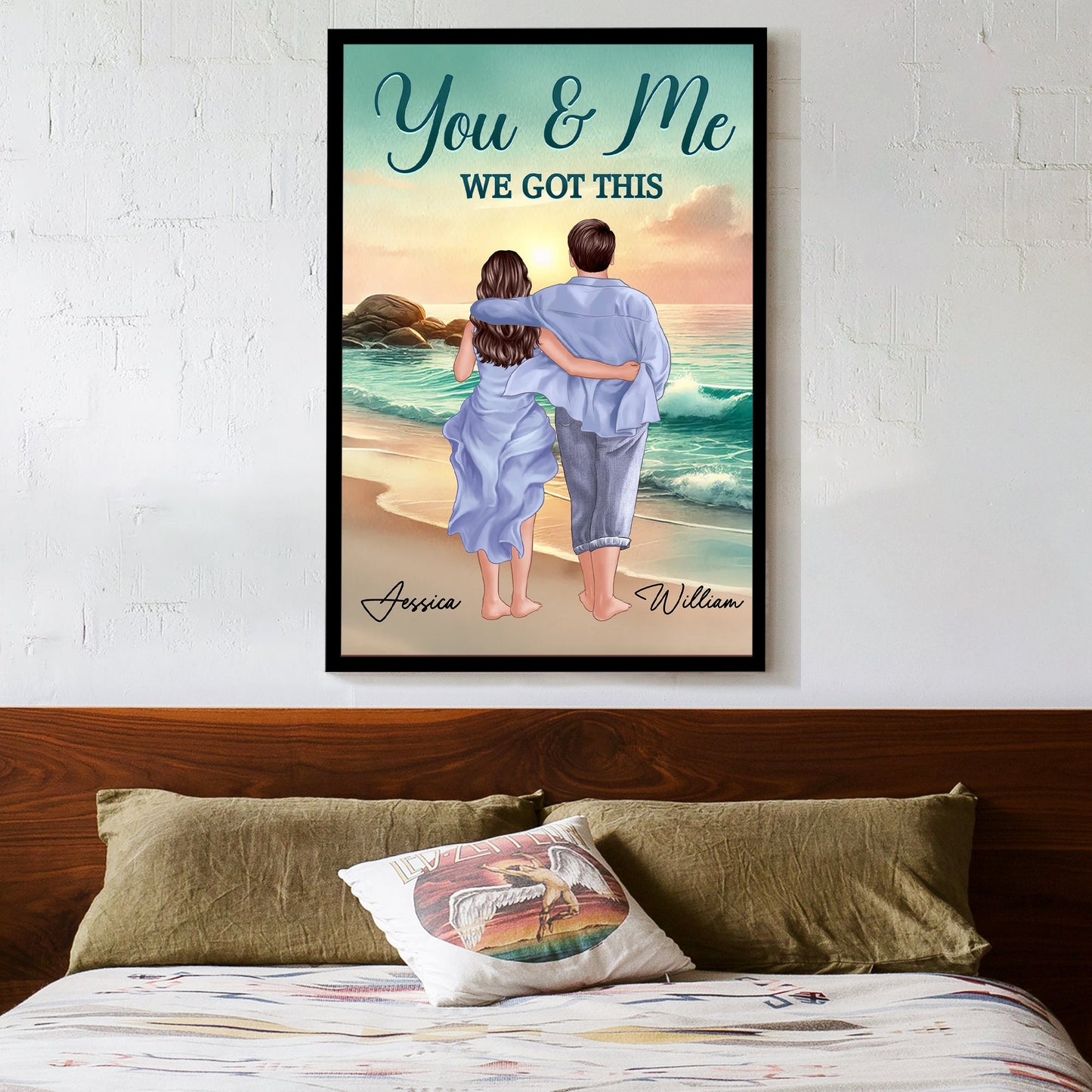 "You & Me, We Got This" Themed Valentine's Day Gift with Beach Background, Perfect for Wall Decor and Desk Items, Supports All Categories