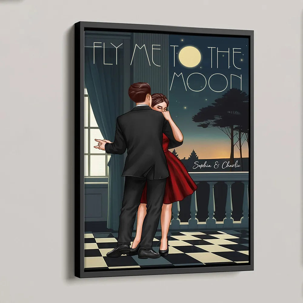 Celebrate Your Love and Passion for Dance - Couple Dancing In Moonlight Couple Anniversary Gift Valentine's Day Gift Personalized Poster