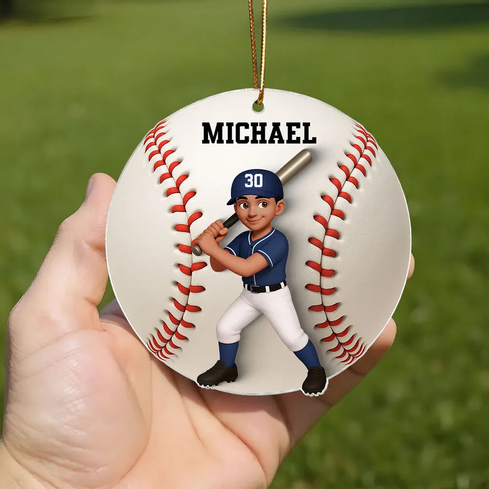 Custom Baseball Player Acrylic Ornament – Personalized Christmas Gift for Baseball Lovers & Teammates