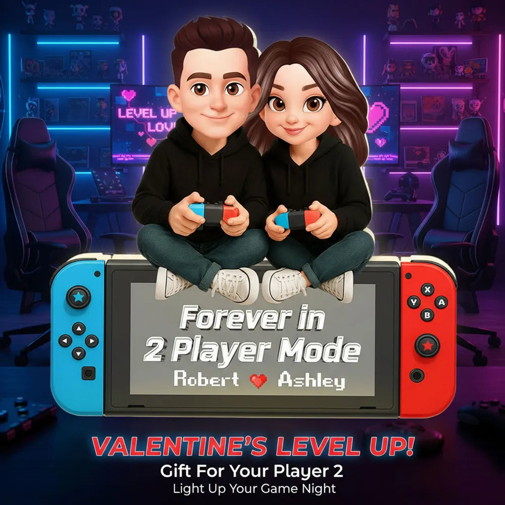Personalized Acrylic Light Box Gamer Couple Holding Controllers, Starry Night Warm Glow Bedroom Decor, Unique Gift