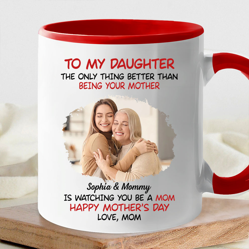 Mother's Day Exclusive Gift – Ceramic Mug, Poster, and Plaque Featuring Hugging Scene with 'To My Daughter, Happy Mother’s Day'