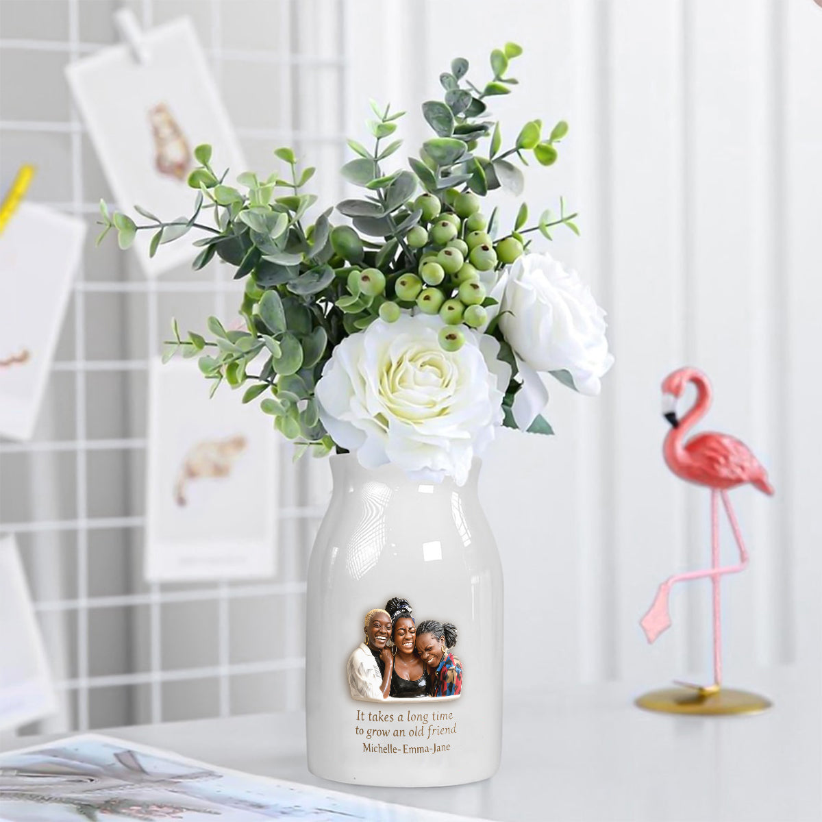 Gift For Bestie - Personalized Bestie Ceramic Flower Vase