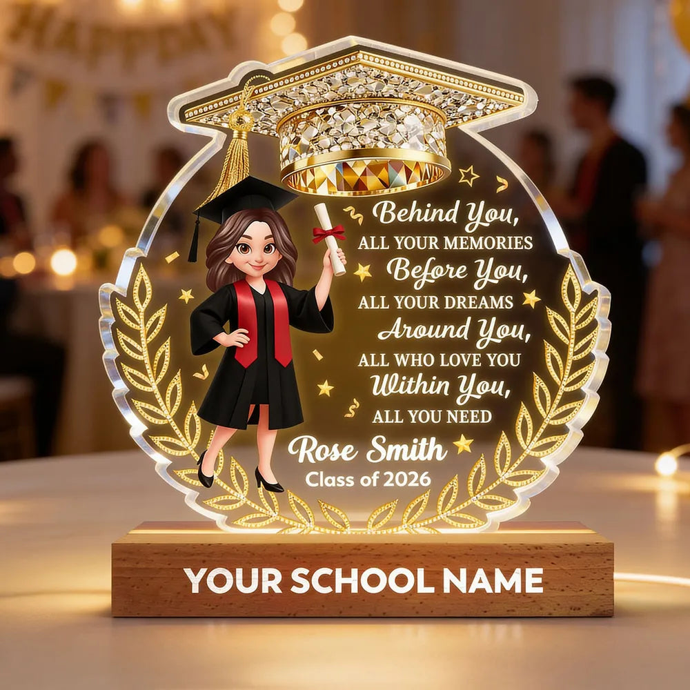 Personalized Block LED Light Plaque Graduation Night Light, Cap & Diploma Design, Cozy Bedside Gift For Graduates