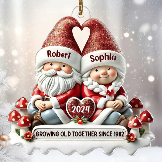 Santa Couple Acrylic Ornament with Heart - Festive Christmas Tree Decor, romantic keepsake, a unique creative gift for couples