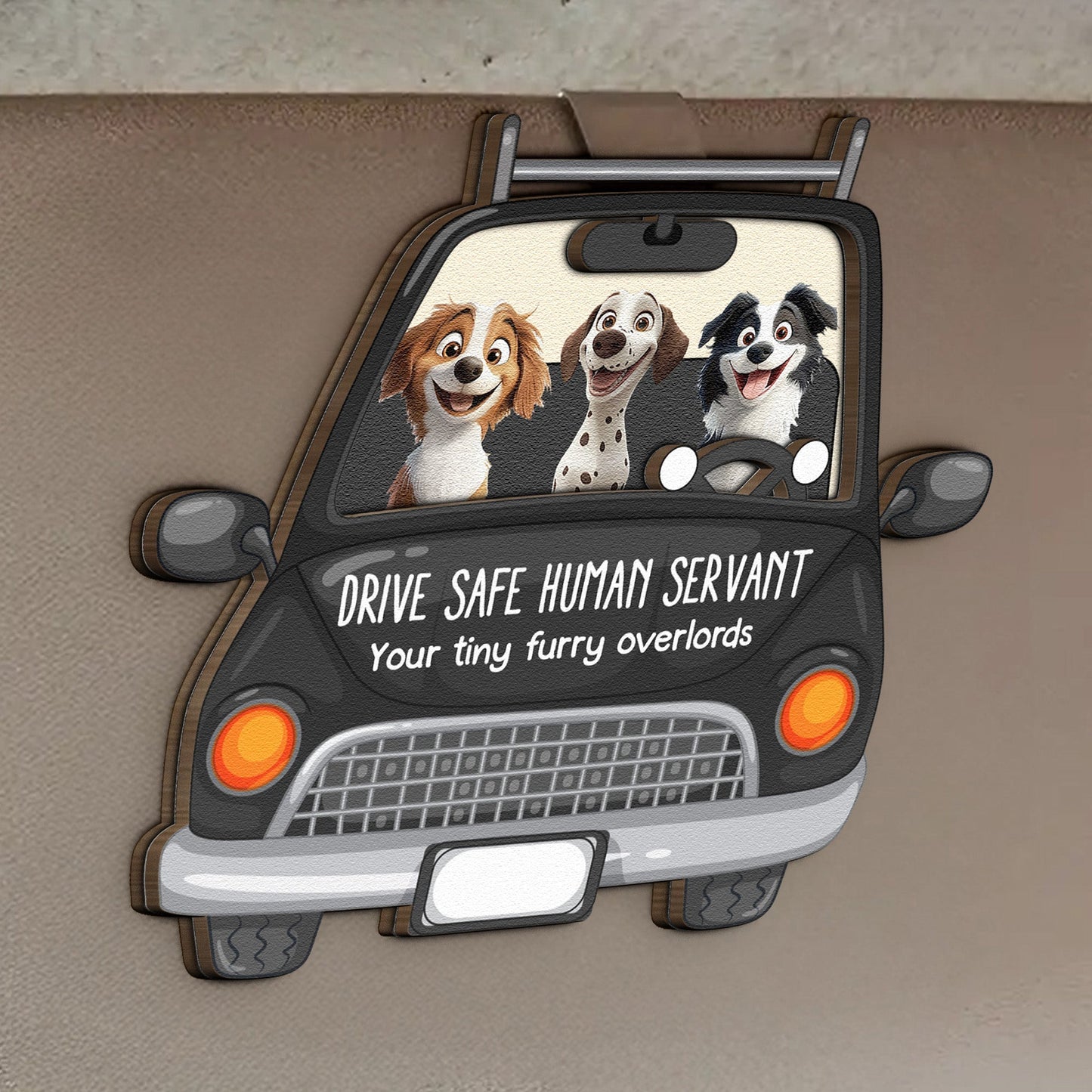 Personalized Dog Car Visor Clip - 'Drive Safe' Custom Pet Illustration Gift