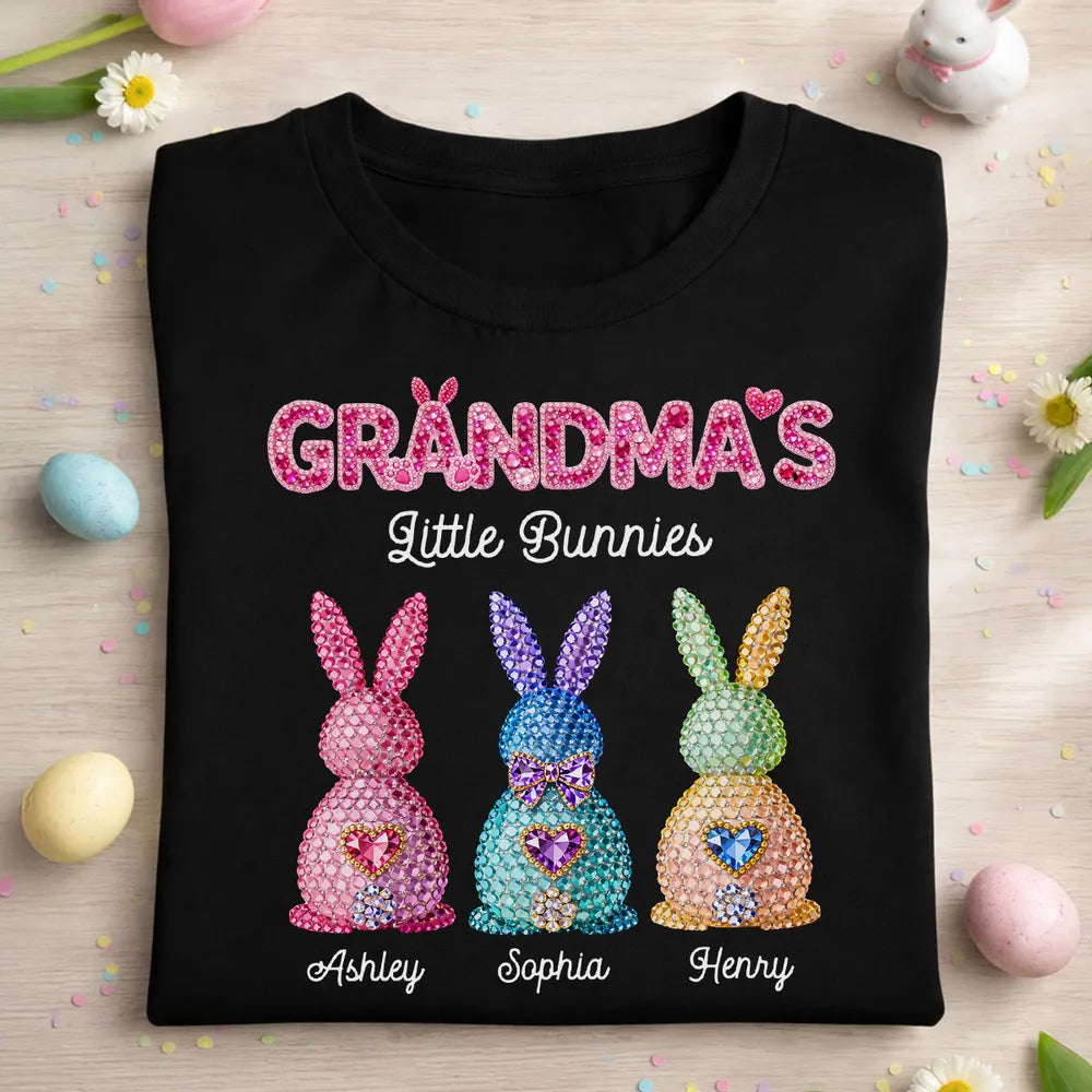 Personalized Grandma's Little Bunnies Classic Tee, Sparkly Easter Bunny Design, Unique Gift for Grandma