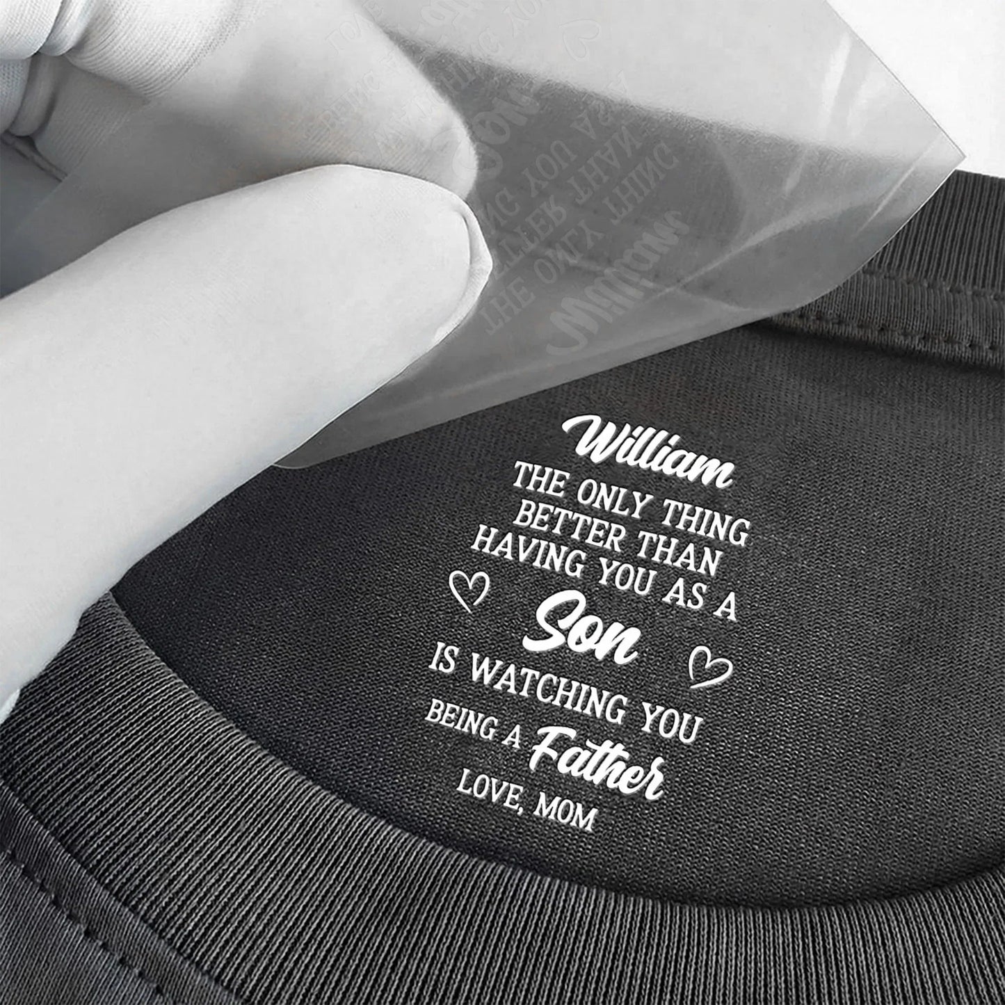 Personalized Son Pride Classic Tee, Funny Heartwarming Quote Shirt, Unique Gift for Mom or Dad