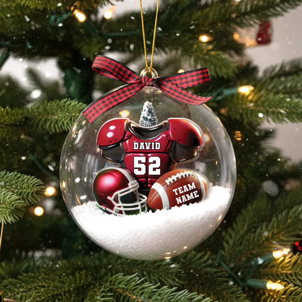 Acrylic Snow Globe Ornament with 3D Christmas Tree Inside, Clear Holiday Hanging Decor, Creative Gift for Him, Kids, Friends & Sports Fans