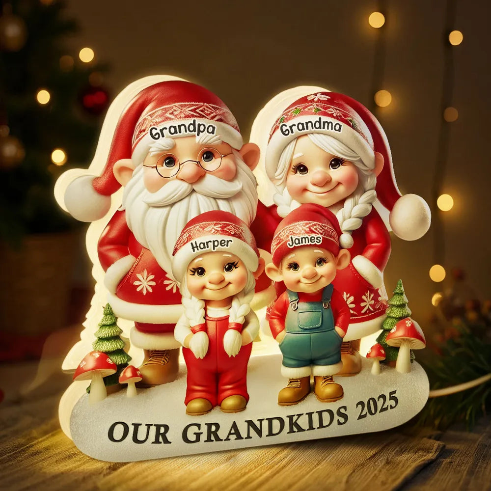 Christmas Acrylic Light Box, Custom Family Characters, Warm Glow Mantel Decor, Unique Gift for Grandma & Grandpa
