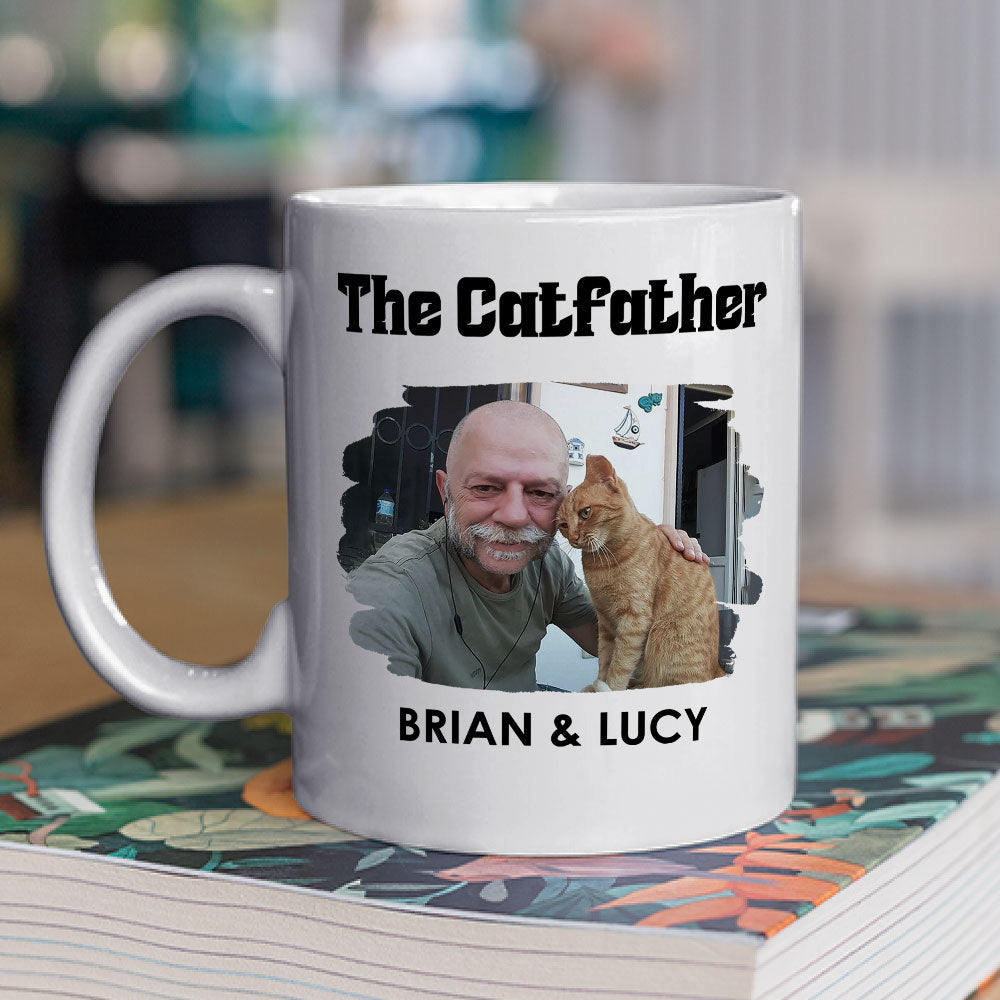 Personalized Beer Glass for Cat Dad – The Catfather Design with Cute Cats – Father's Day Gift for Pet Lovers