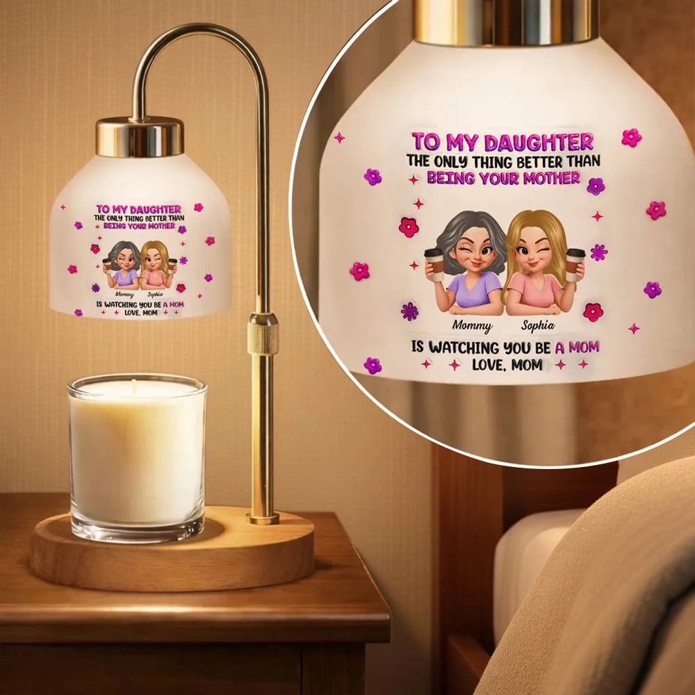 Personalized Candle Warmer Lamp for Daughter, Watching You Be a Mom Quote, Cute Cartoon Gift from Mom